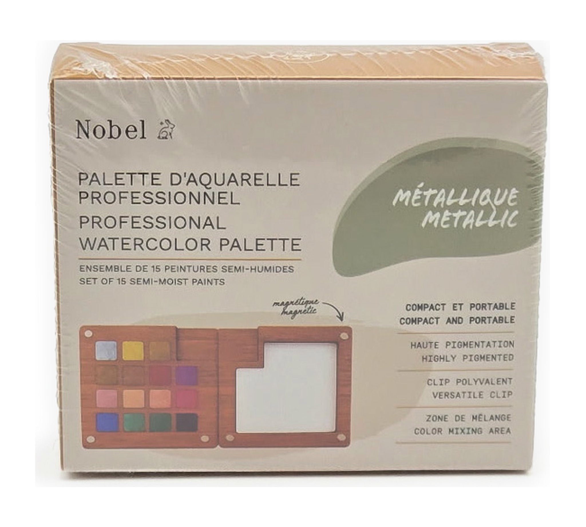 Professional Watercolor Palette, Metallic, by Nobel Arts