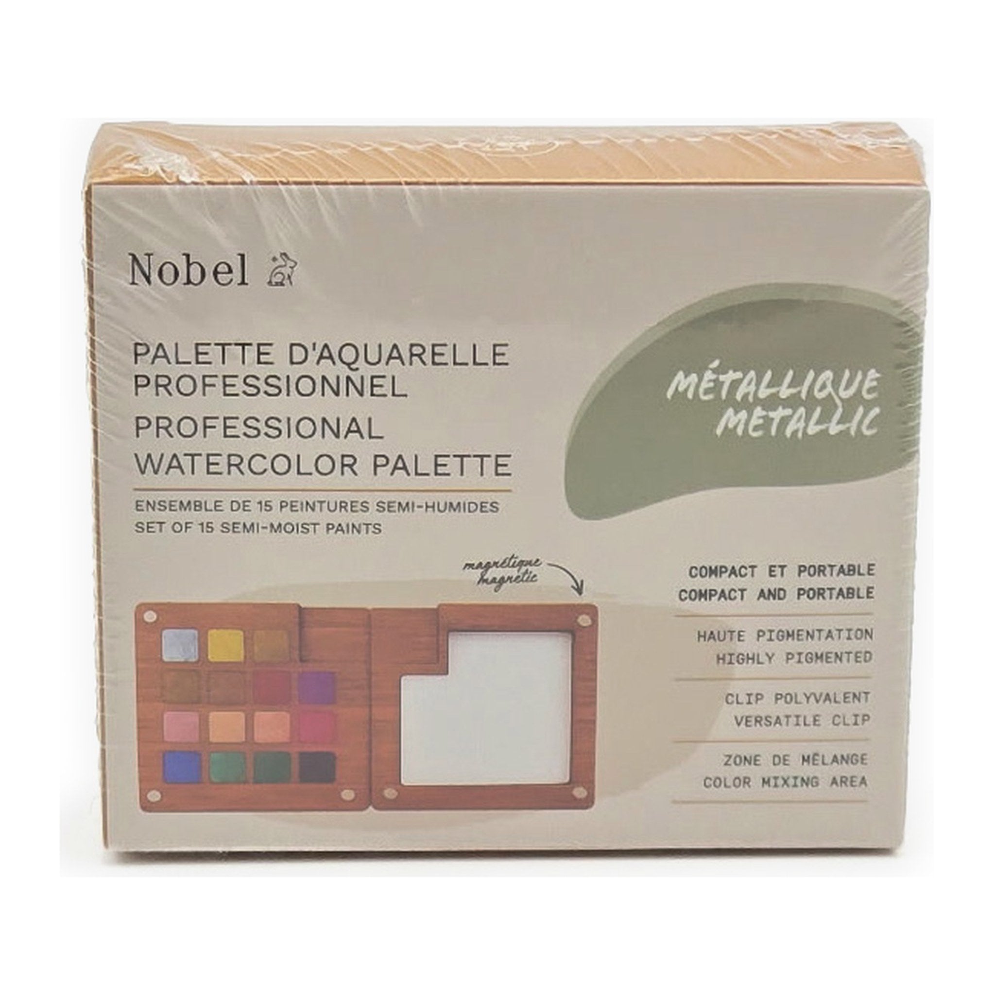 Professional Watercolor Palette, Metallic, by Nobel Arts