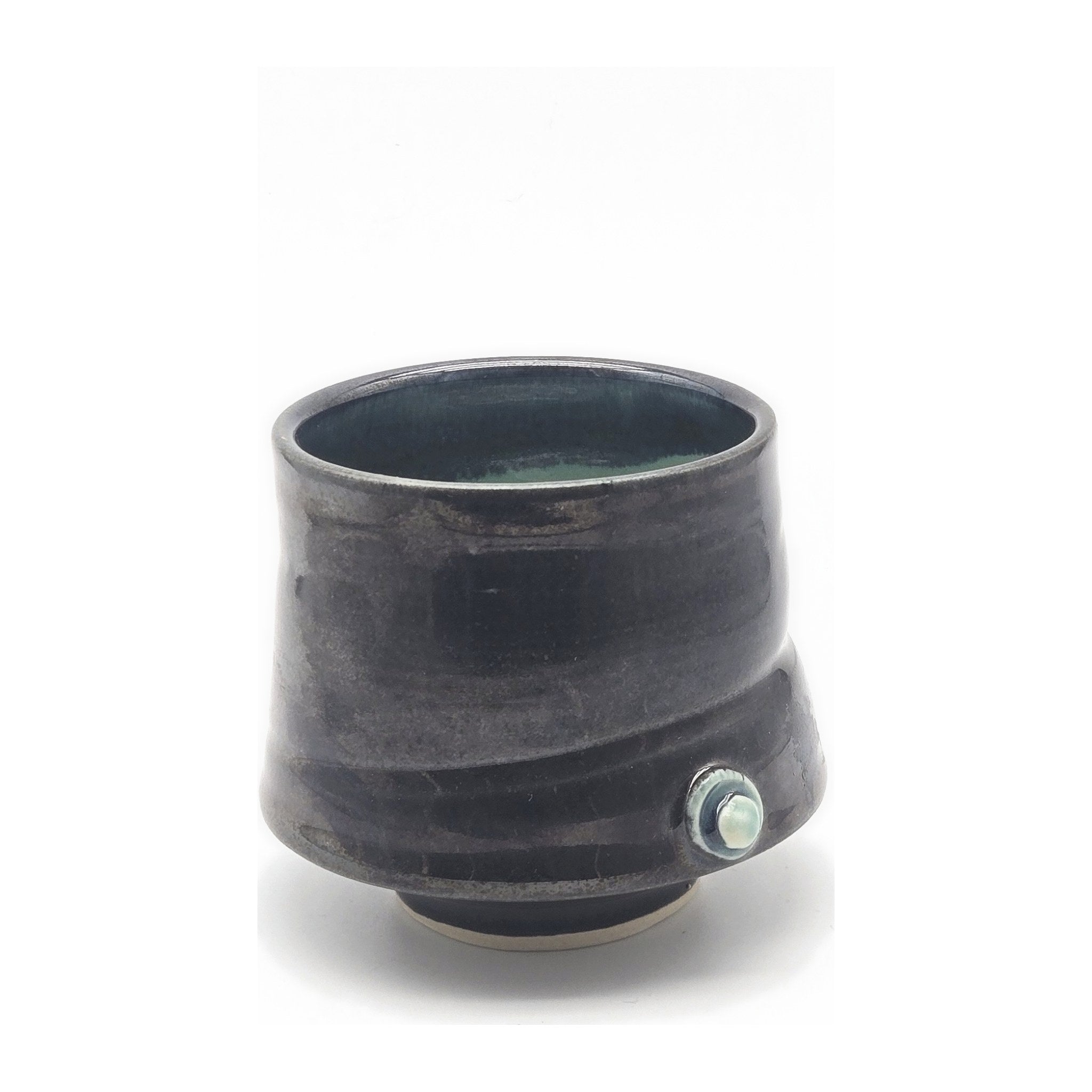 Black & Green Cups by Sandi Dunkelman Pottery