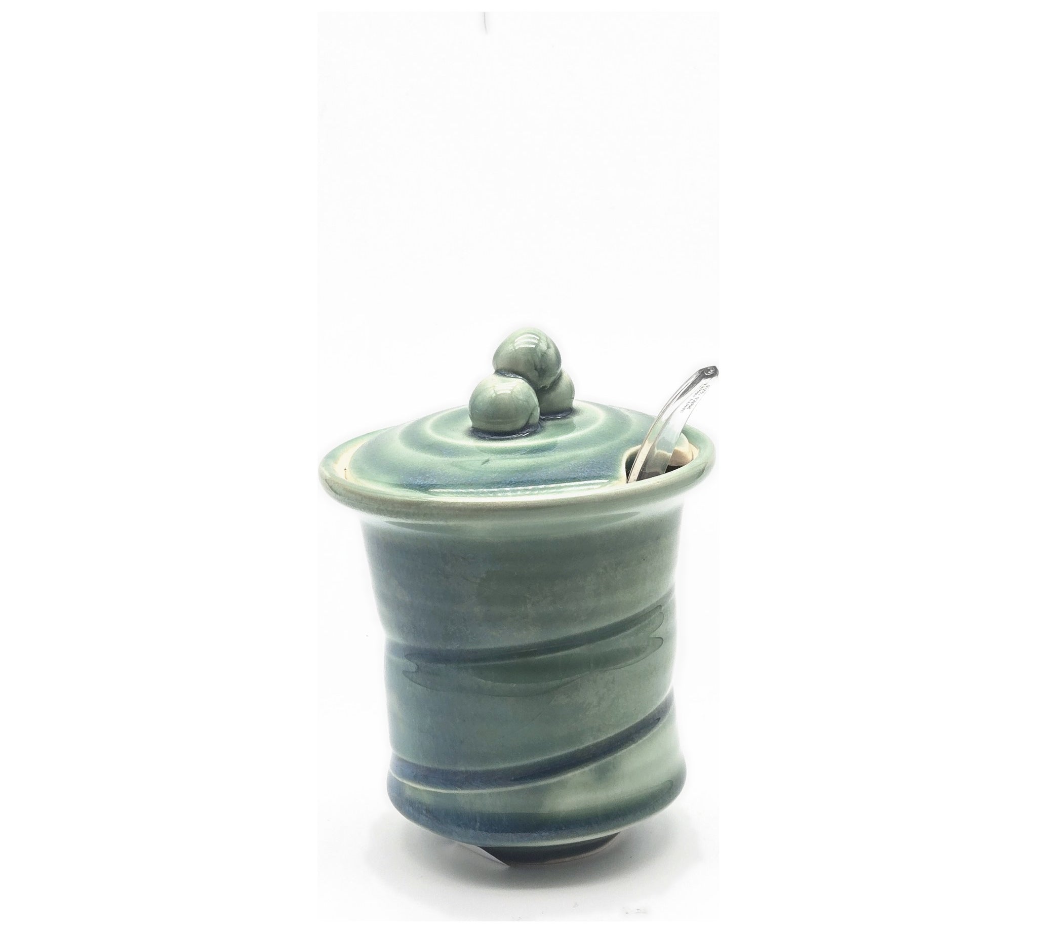 Green Vessel - Brown Detail by Sandi Dunkelman Pottery