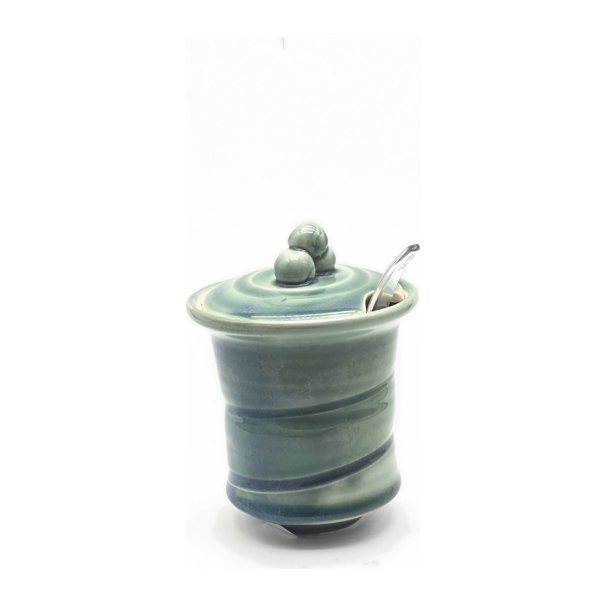 Green Vessel - Brown Detail by Sandi Dunkelman Pottery