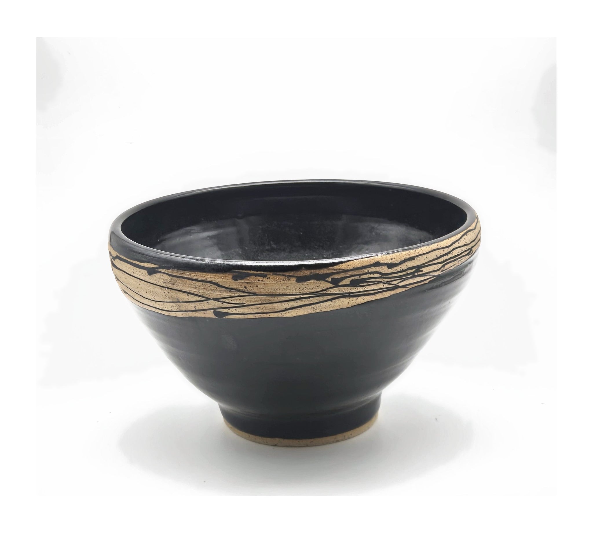 Large Bowl - Black & Beige Collection (80) by Sandi Dunkelman Pottery
