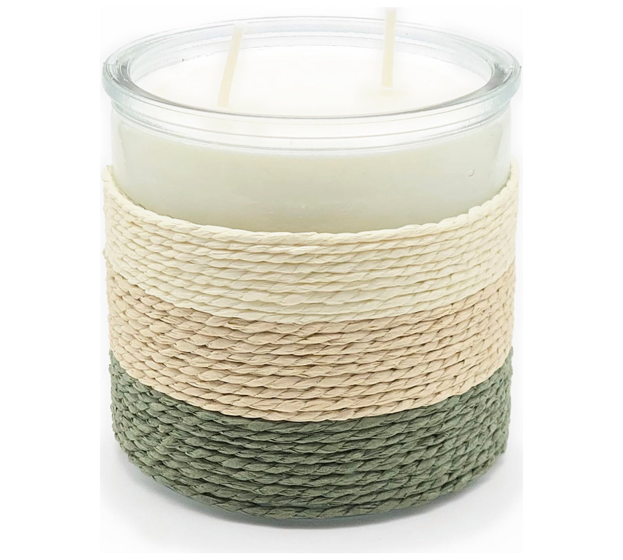 SUMMER NIGHTS Rope Glass Candle - Large 2 Wick Soy Candle, Green by The Scented Market