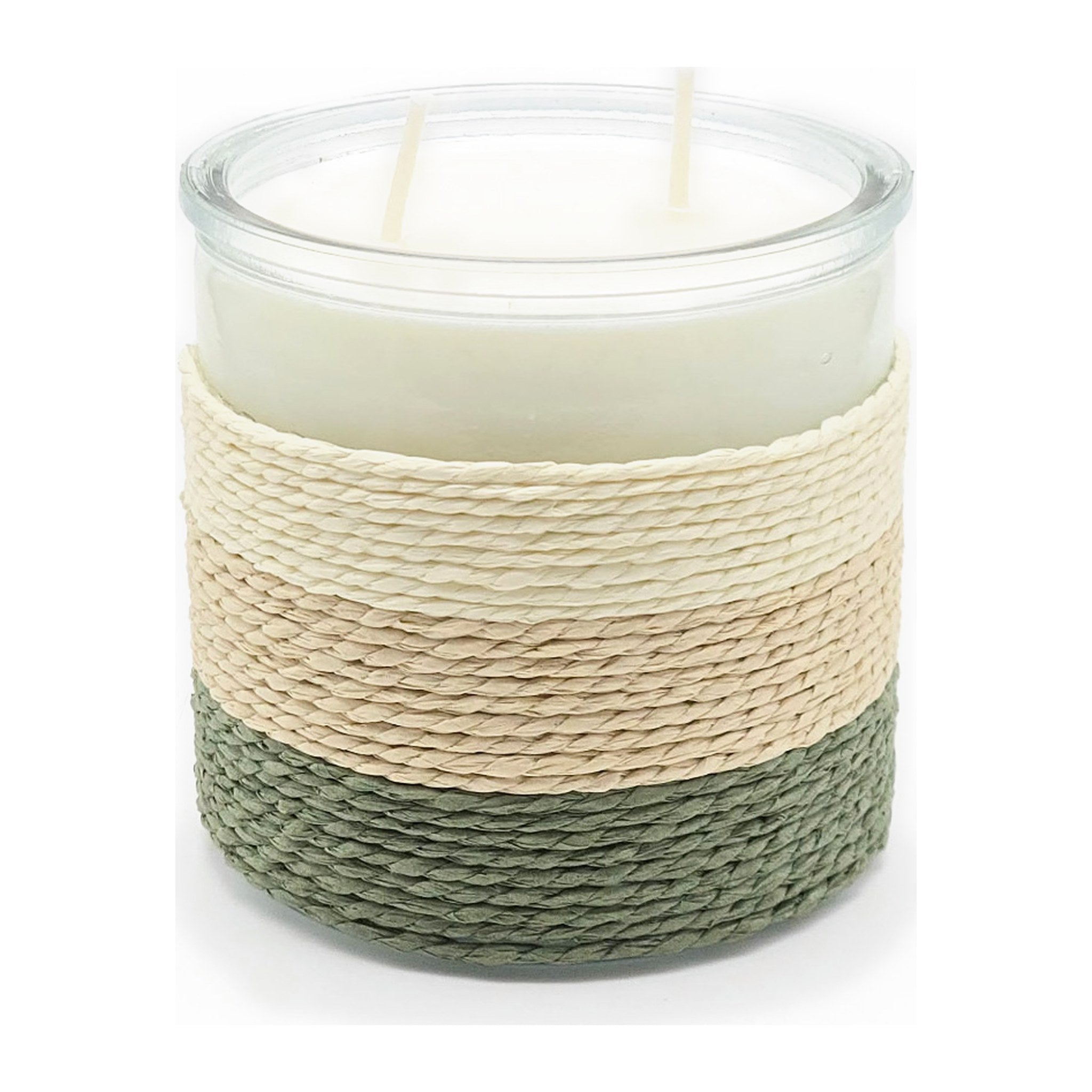 SUMMER NIGHTS Rope Glass Candle - Large 2 Wick Soy Candle, Green by The Scented Market