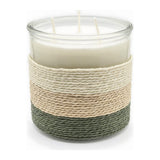 SUMMER NIGHTS Rope Glass Candle - XL 3 Wick Soy Candle, Green by The Scented Market