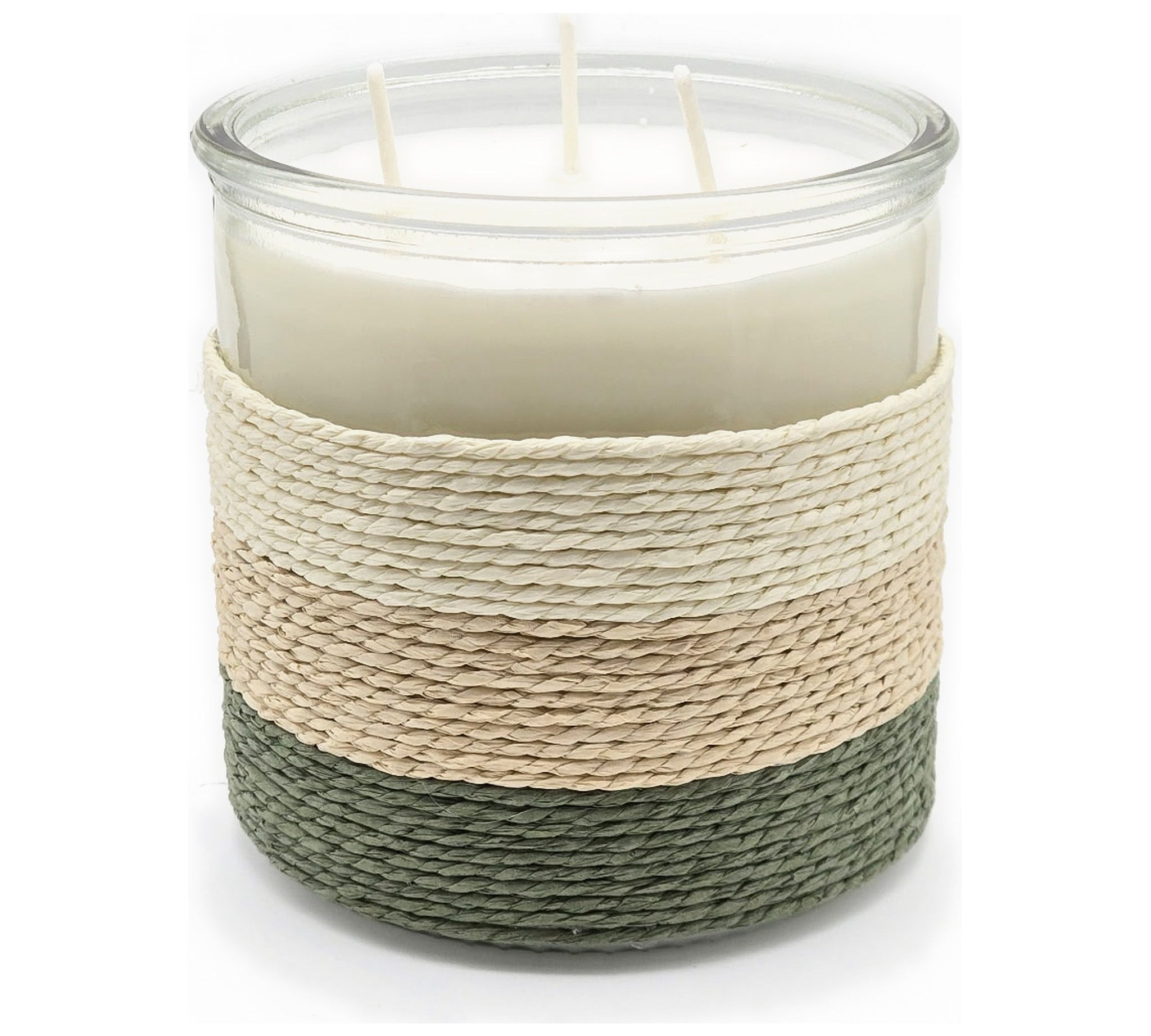 SUMMER NIGHTS Rope Glass Candle - XL 3 Wick Soy Candle, Green by The Scented Market
