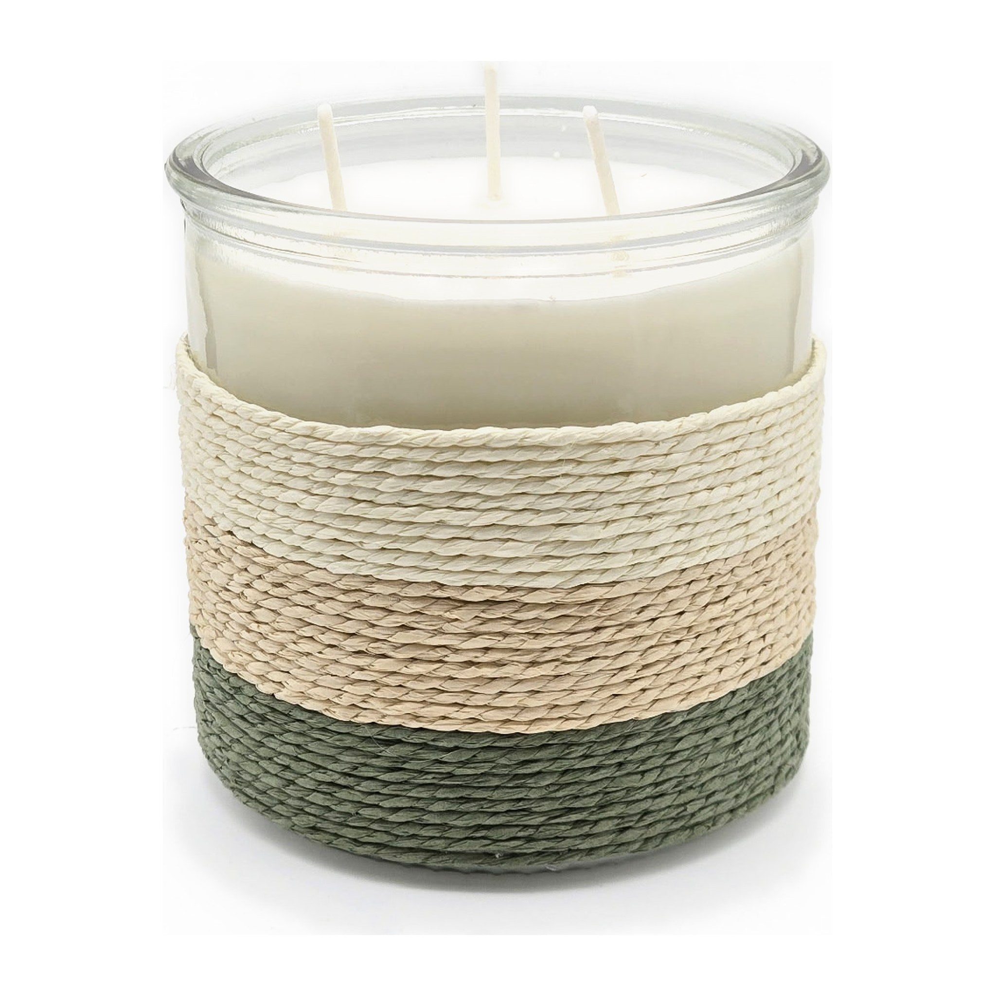 SUMMER NIGHTS Rope Glass Candle - XL 3 Wick Soy Candle, Green by The Scented Market