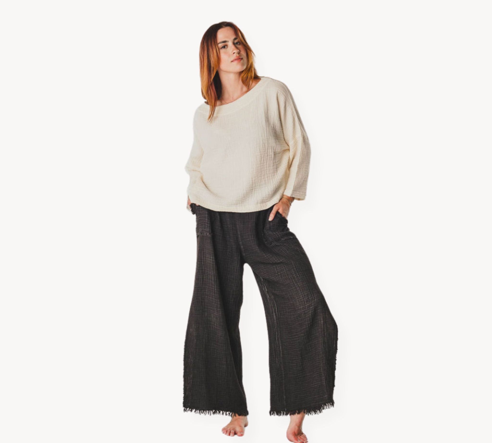 Crinkle Long Sleeve Boat Top