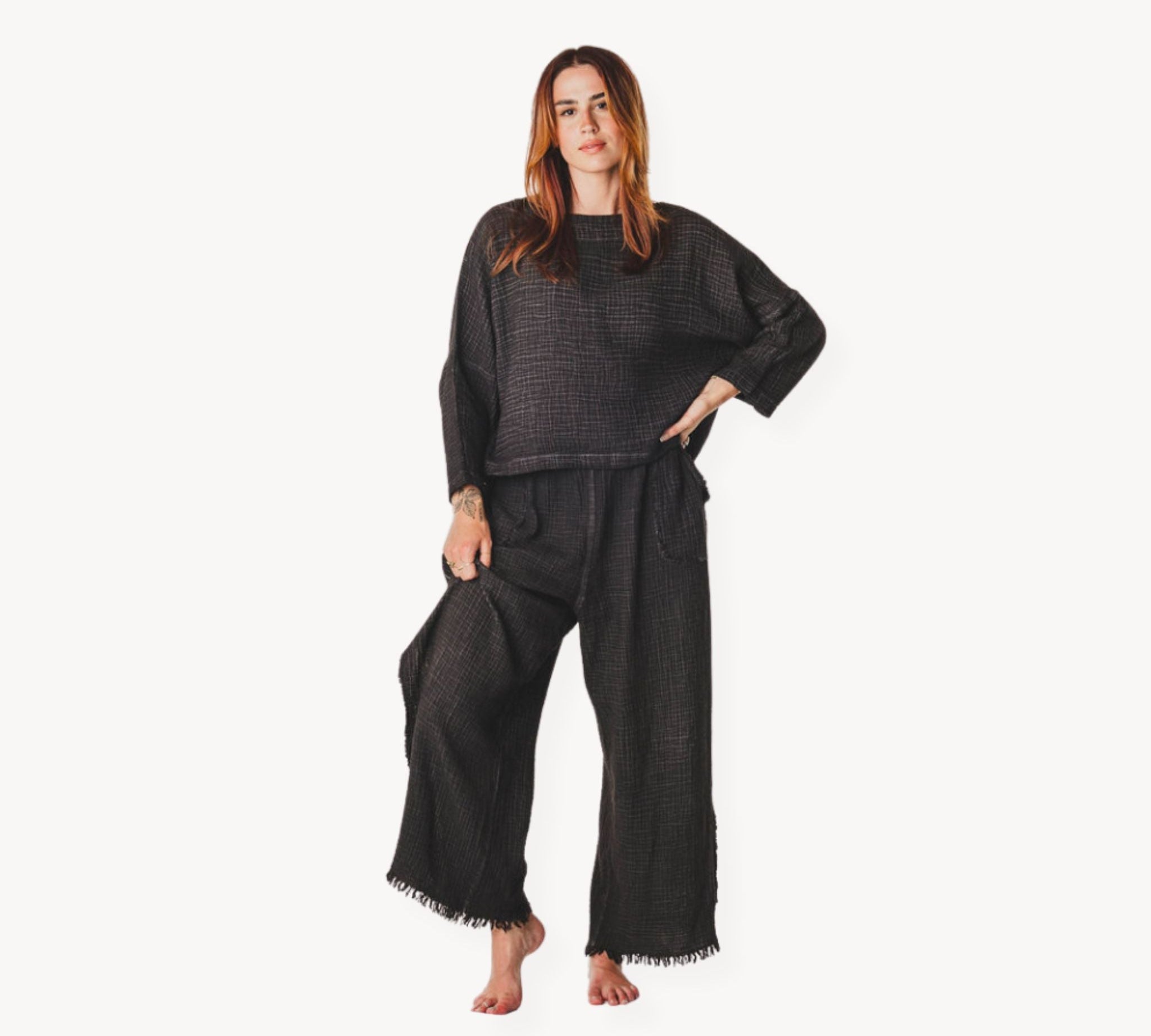Crinkle Long Sleeve Boat Top