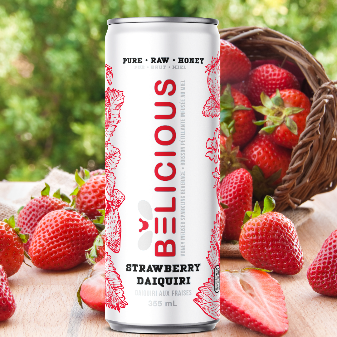 Belicious Strawberry Daiquiri sparkling honey beverage, 355 mL can