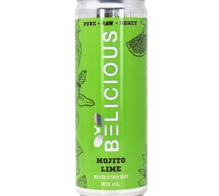 Belicious Mojito sparkling honey beverage, 355 mL can