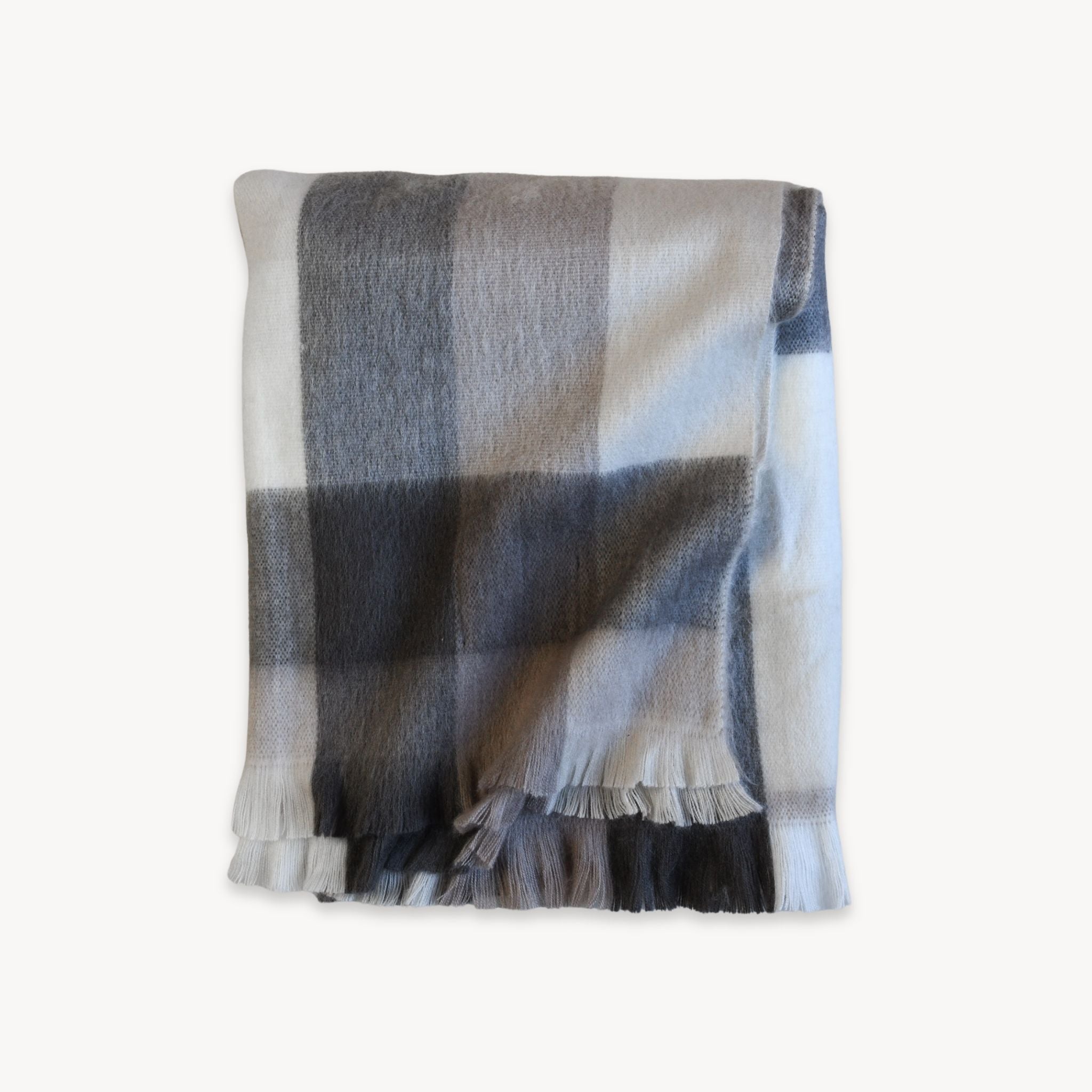 Large Check Alpaca Blanket - Walnut Check